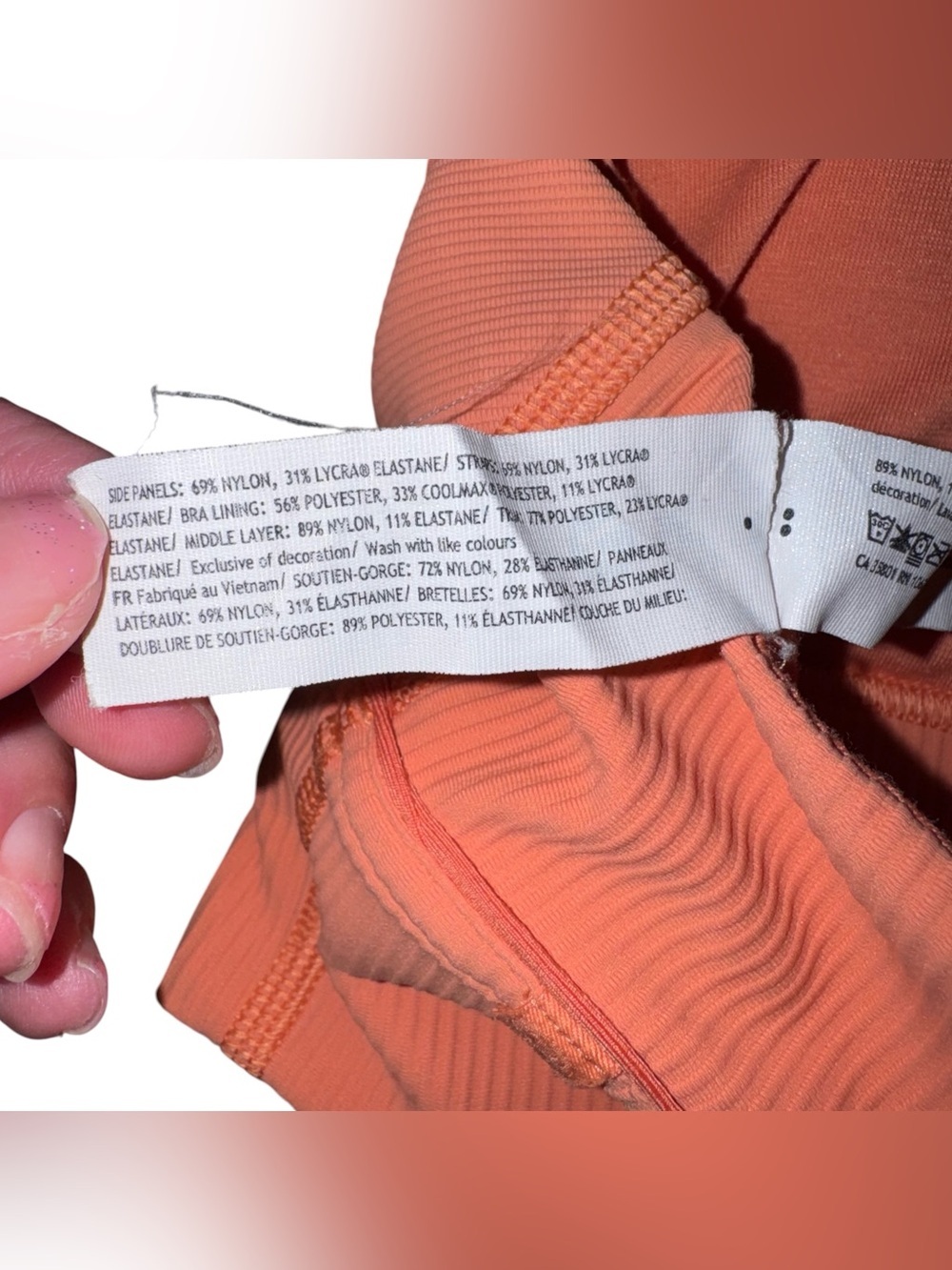 LULULEMON Energy Longline Bra Ribbed Luxtreme Coral/ Orange Size 10 - Picture 12 of 13